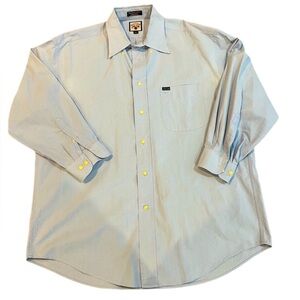 Faconnable Men's XL Button-Down Shirt – Light Blue Micro Check – Vintage